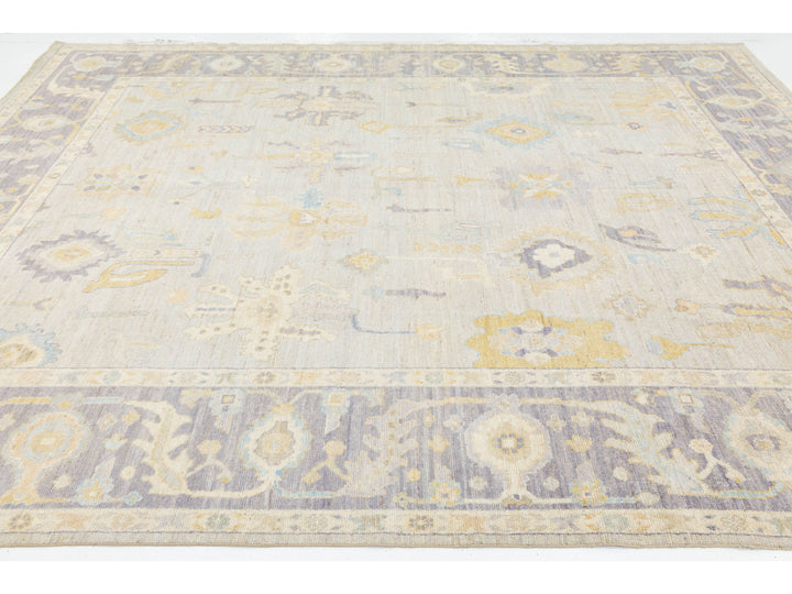 Modern Oushak Wool Rug 9 X 12