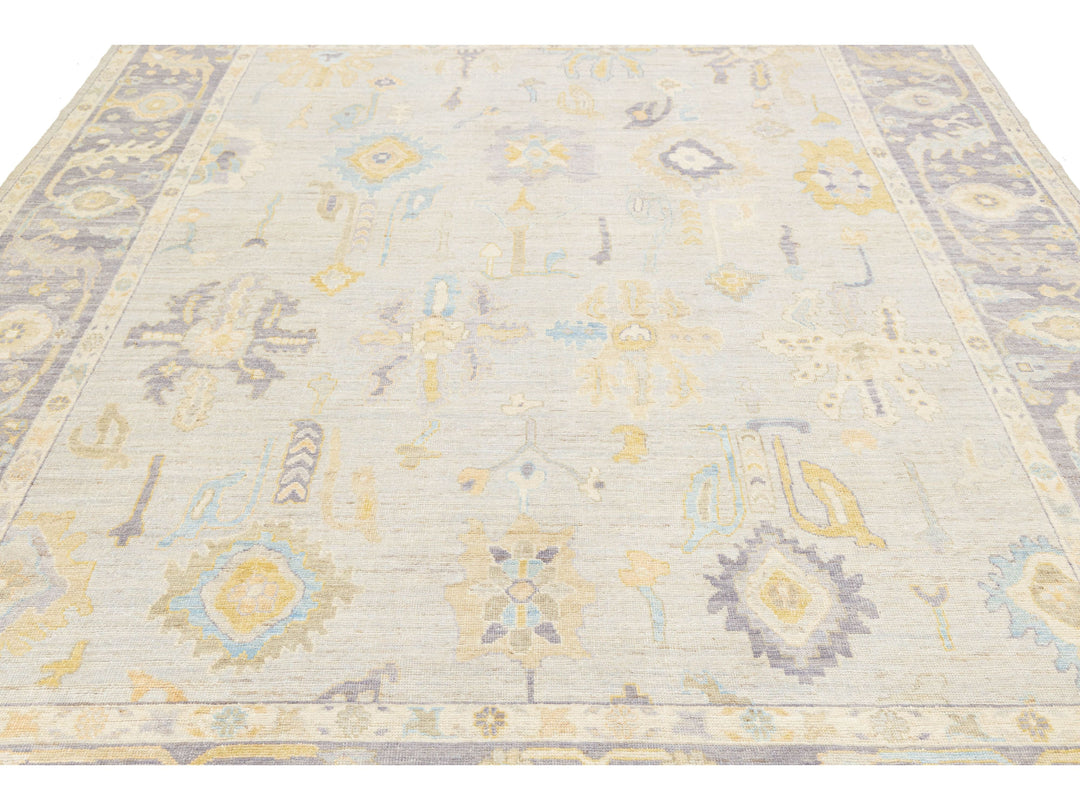 Modern Oushak Wool Rug 9 X 12