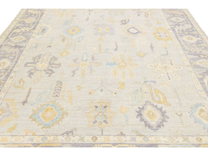 Modern Oushak Wool Rug 9 X 12