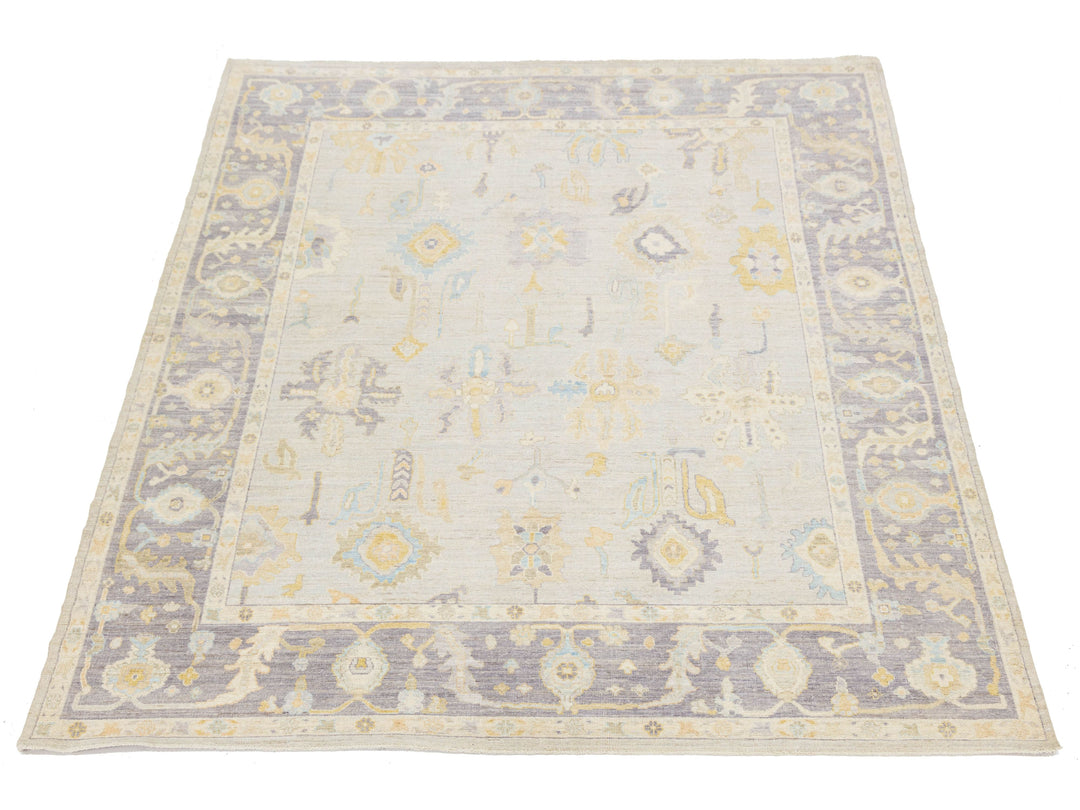 Modern Oushak Wool Rug 9 X 12