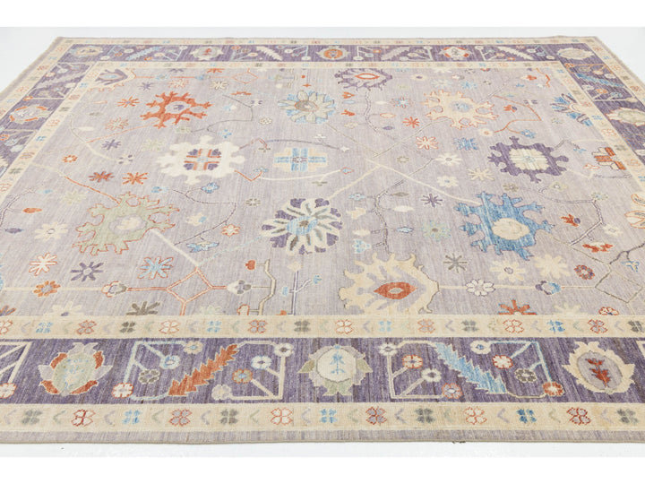 Modern Oushak Wool Rug 9 X 12