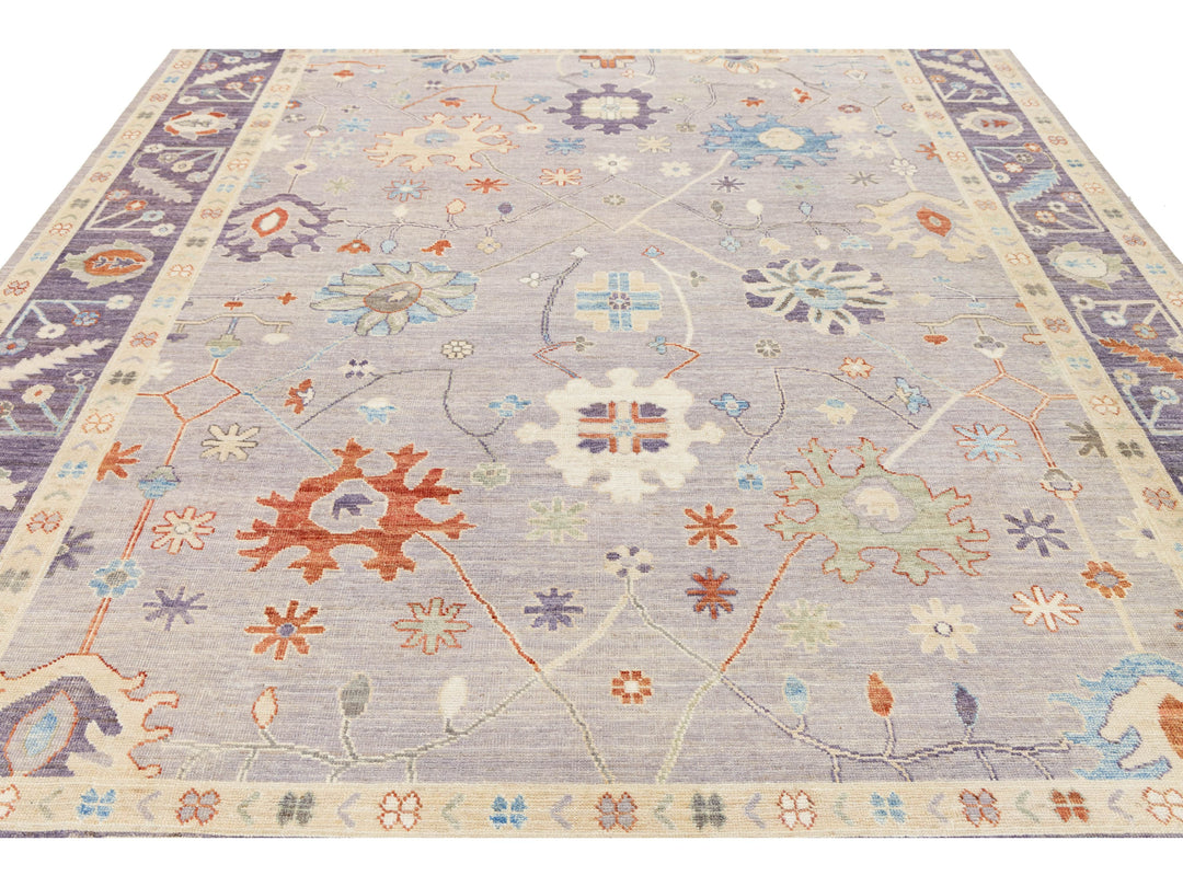 Modern Oushak Wool Rug 9 X 12
