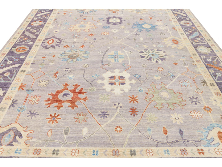 Modern Oushak Wool Rug 9 X 12