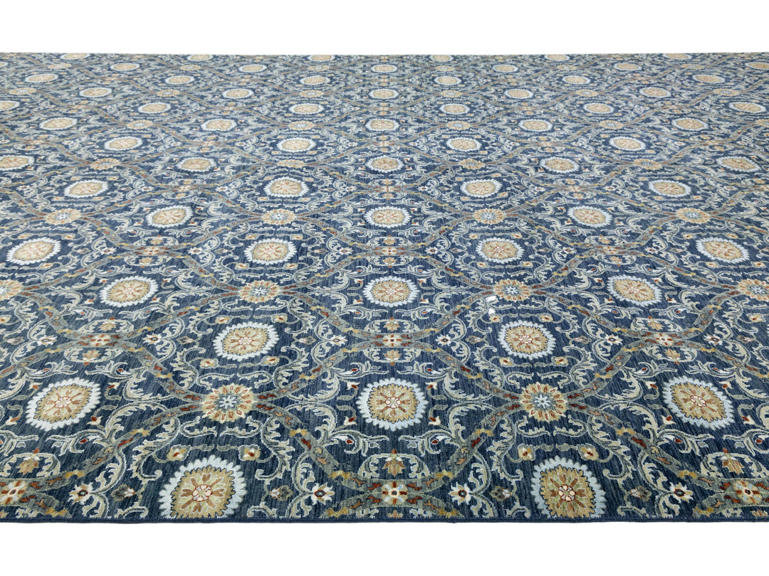 Modern Ikat Wool Rug 13 X 20