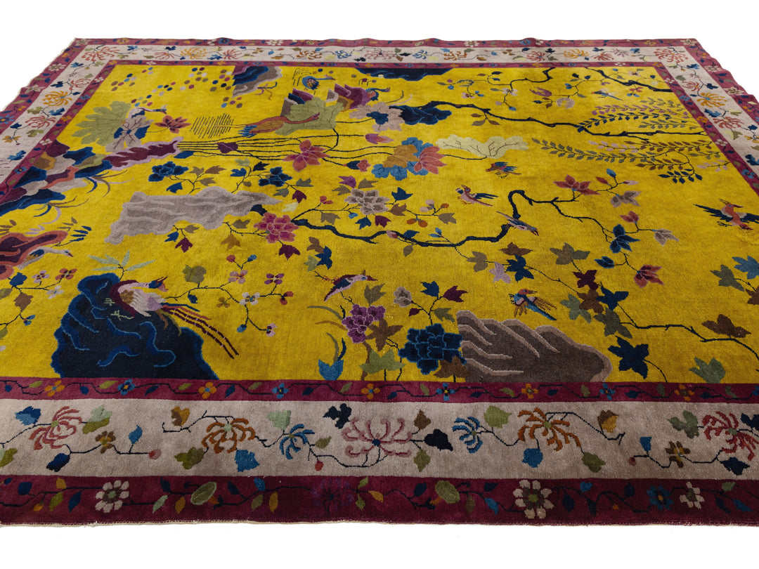 Antique Art Deco Chinese Rug 9 X 12