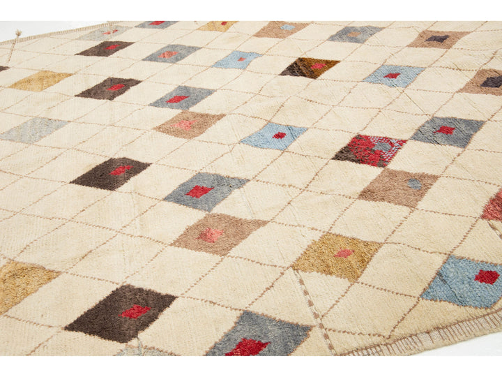 Modern Moroccan Wool Rug 9 X 13