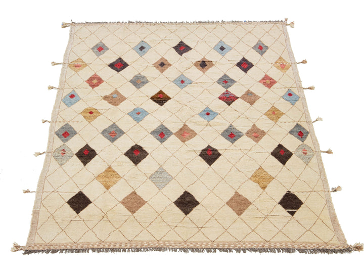 Modern Moroccan Wool Rug 9 X 13