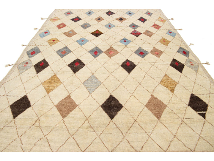 Modern Moroccan Wool Rug 9 X 13
