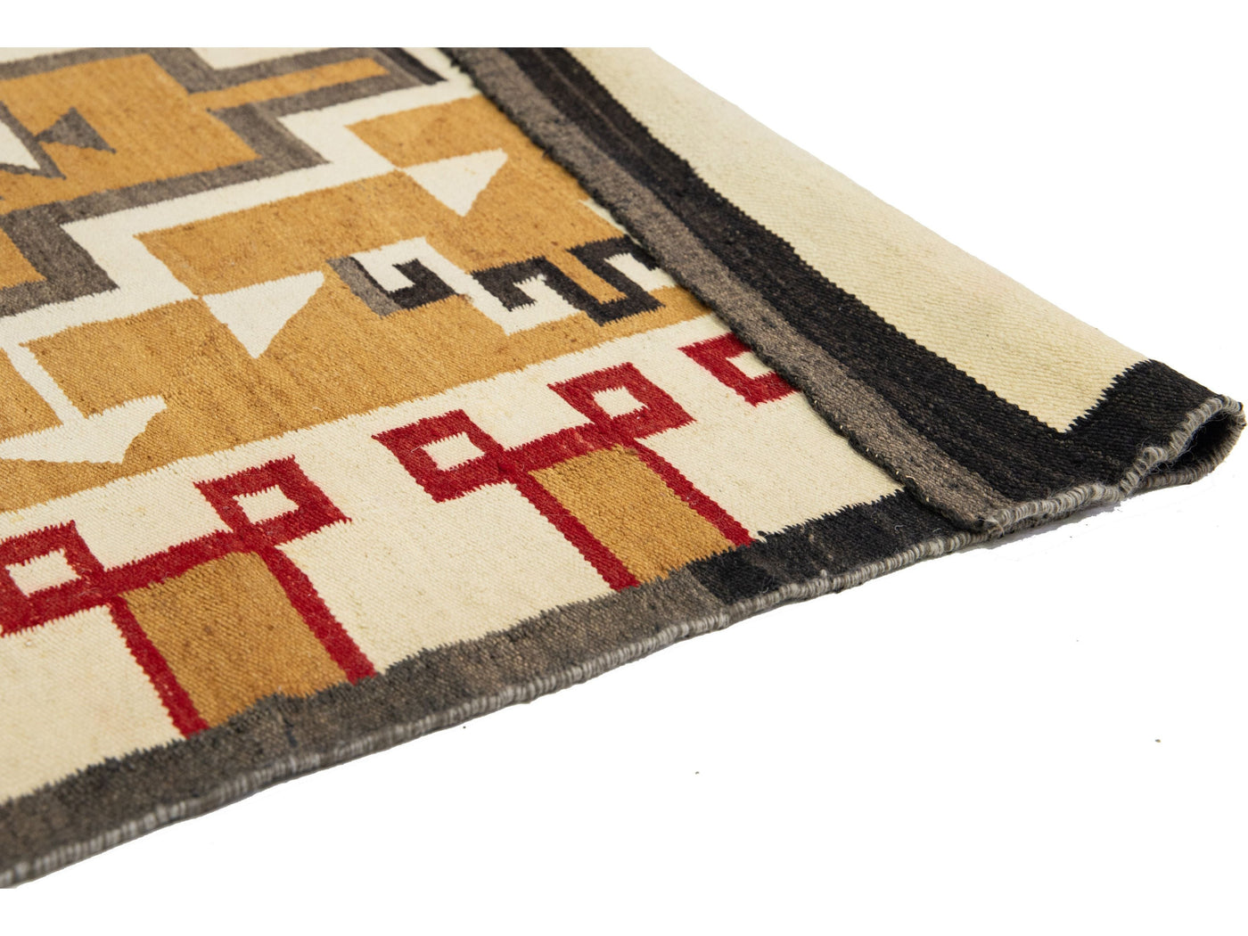 Antique Flat-Weave Navajo Wool Rug 4 X 7