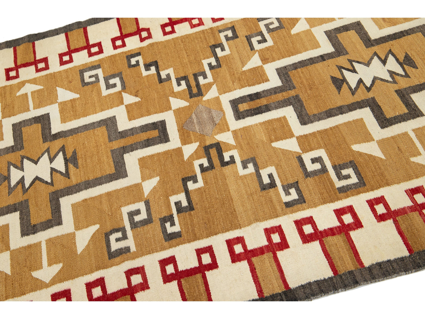 Antique Flat-Weave Navajo Wool Rug 4 X 7