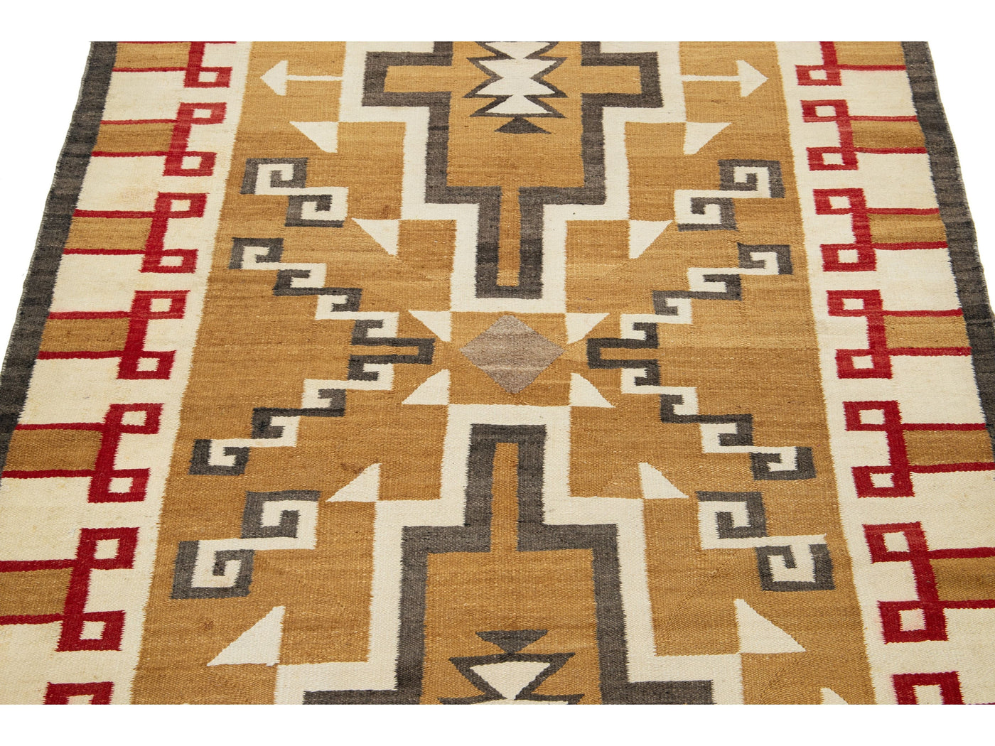 Antique Flat-Weave Navajo Wool Rug 4 X 7