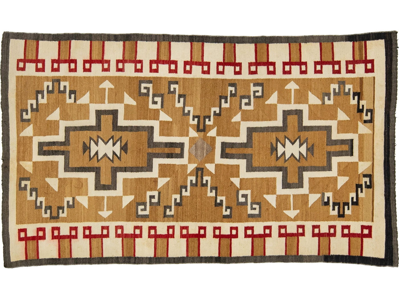 Antique Flat-Weave Navajo Wool Rug 4 X 7