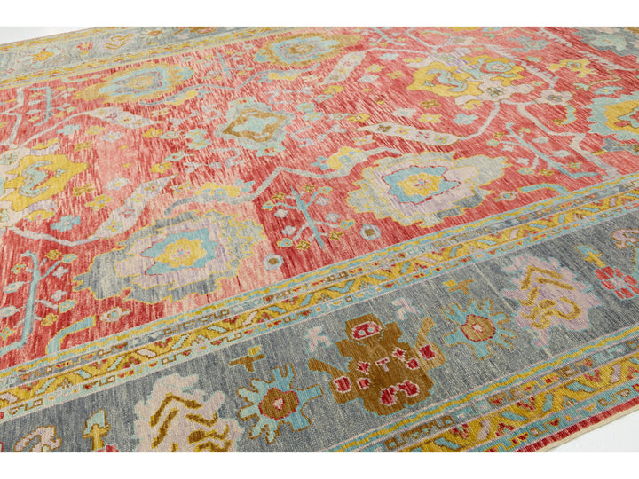 Modern Turkish Oushak Wool Rug 12 X 25