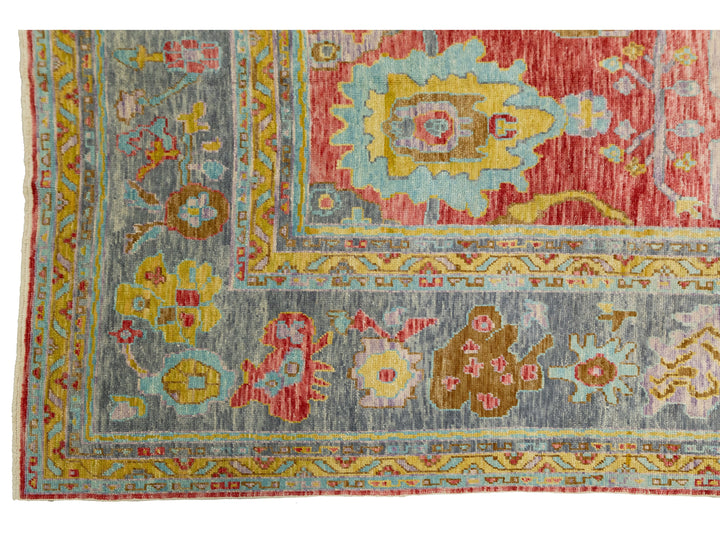 Modern Turkish Oushak Wool Rug 12 X 25