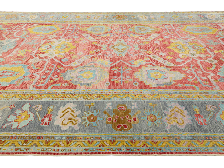 Modern Turkish Oushak Wool Rug 12 X 25