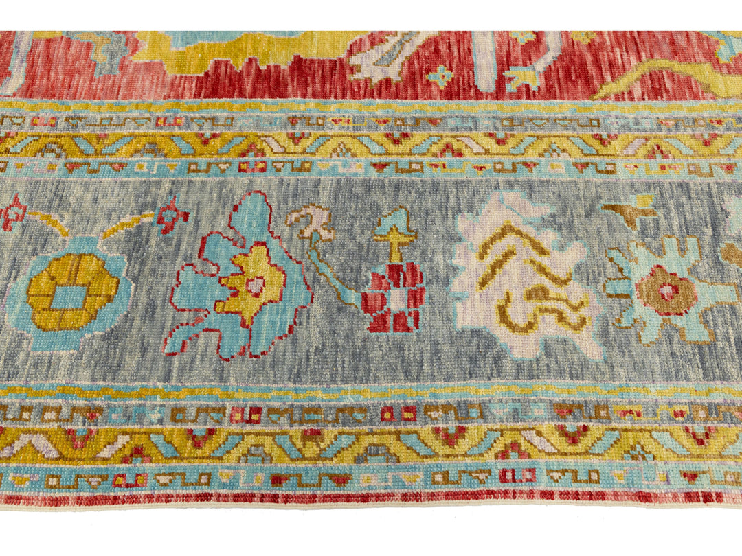 Modern Turkish Oushak Wool Rug 12 X 25