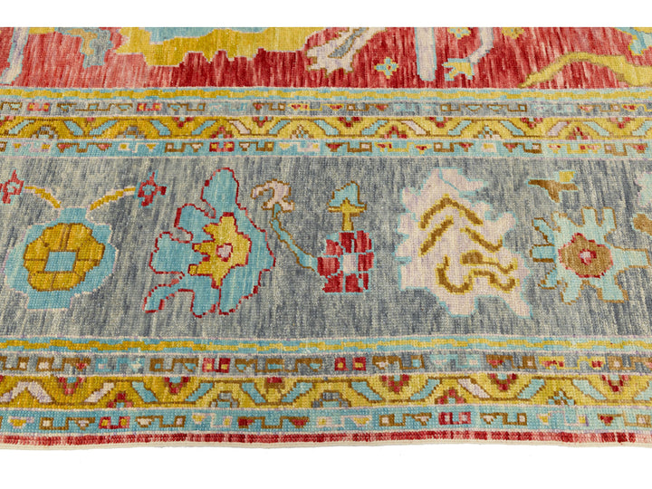 Modern Turkish Oushak Wool Rug 12 X 25