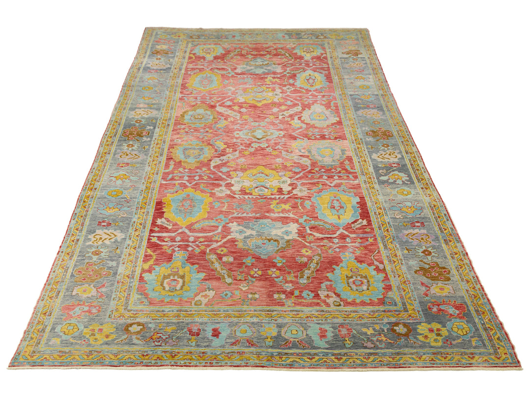 Modern Turkish Oushak Wool Rug 12 X 25