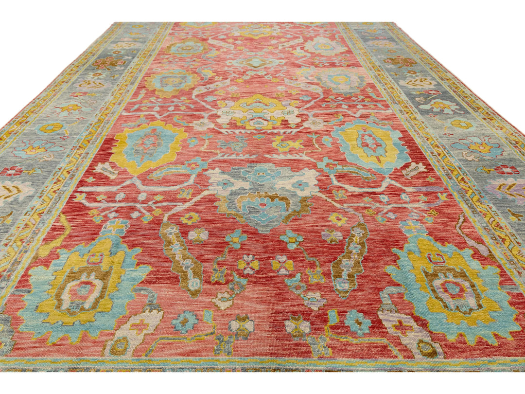 Modern Turkish Oushak Wool Rug 12 X 25