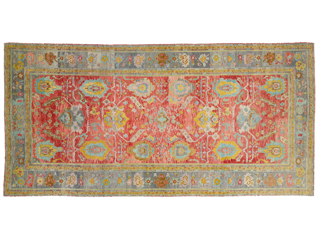 Modern Turkish Oushak Wool Rug 12 X 25