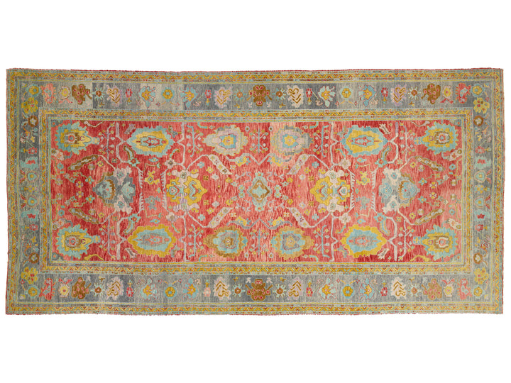 Modern Turkish Oushak Wool Rug 12 X 25