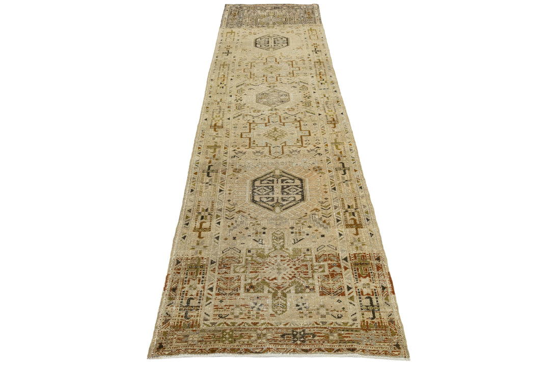 Antique Heriz Wool Runner 3 X 11
