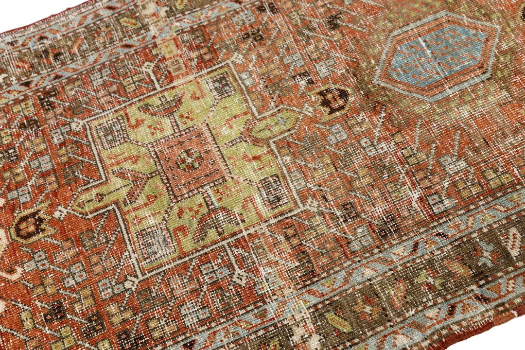 Antique Heriz Wool Runner 3 X 10