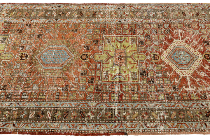 Antique Heriz Wool Runner 3 X 10