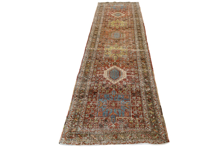 Antique Heriz Wool Runner 3 X 10