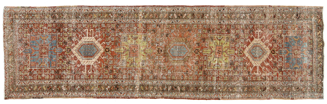 Antique Heriz Wool Runner 3 X 10