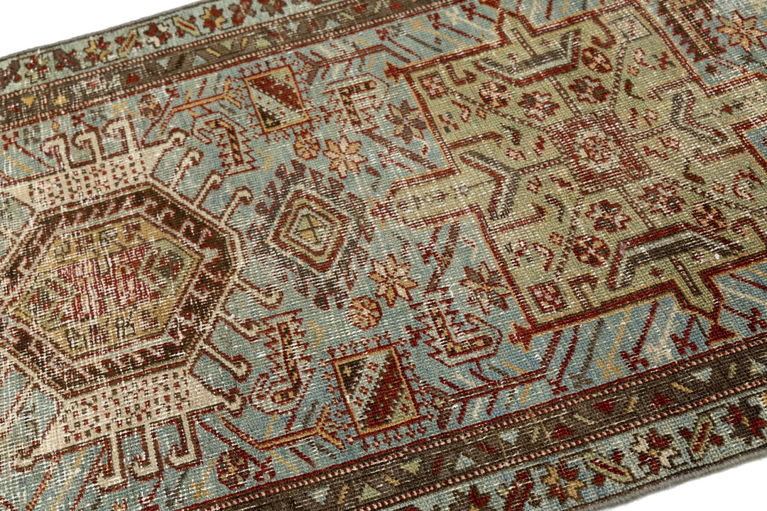 Antique Heriz Wool Runner 3 X 10