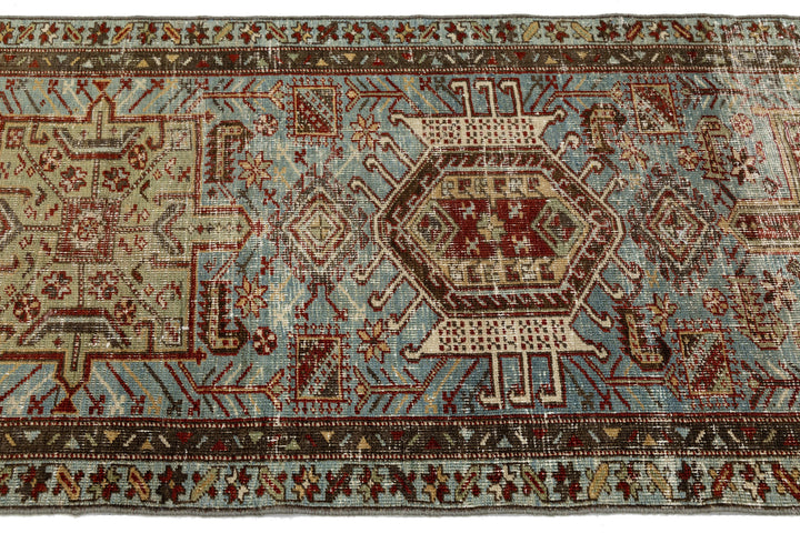 Antique Heriz Wool Runner 3 X 10
