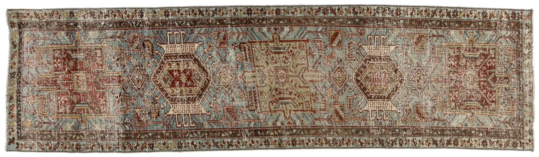 Antique Heriz Wool Runner 3 X 10
