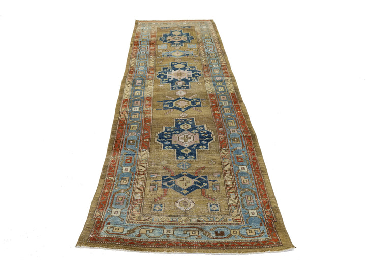 Antique Heriz Wool Runner 4 X 11