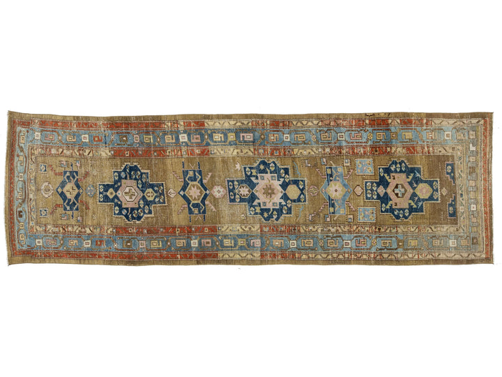 Antique Heriz Wool Runner 4 X 11