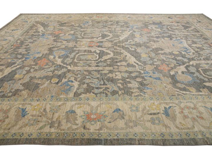 Modern Sultanabad Wool Rug 12 X 17