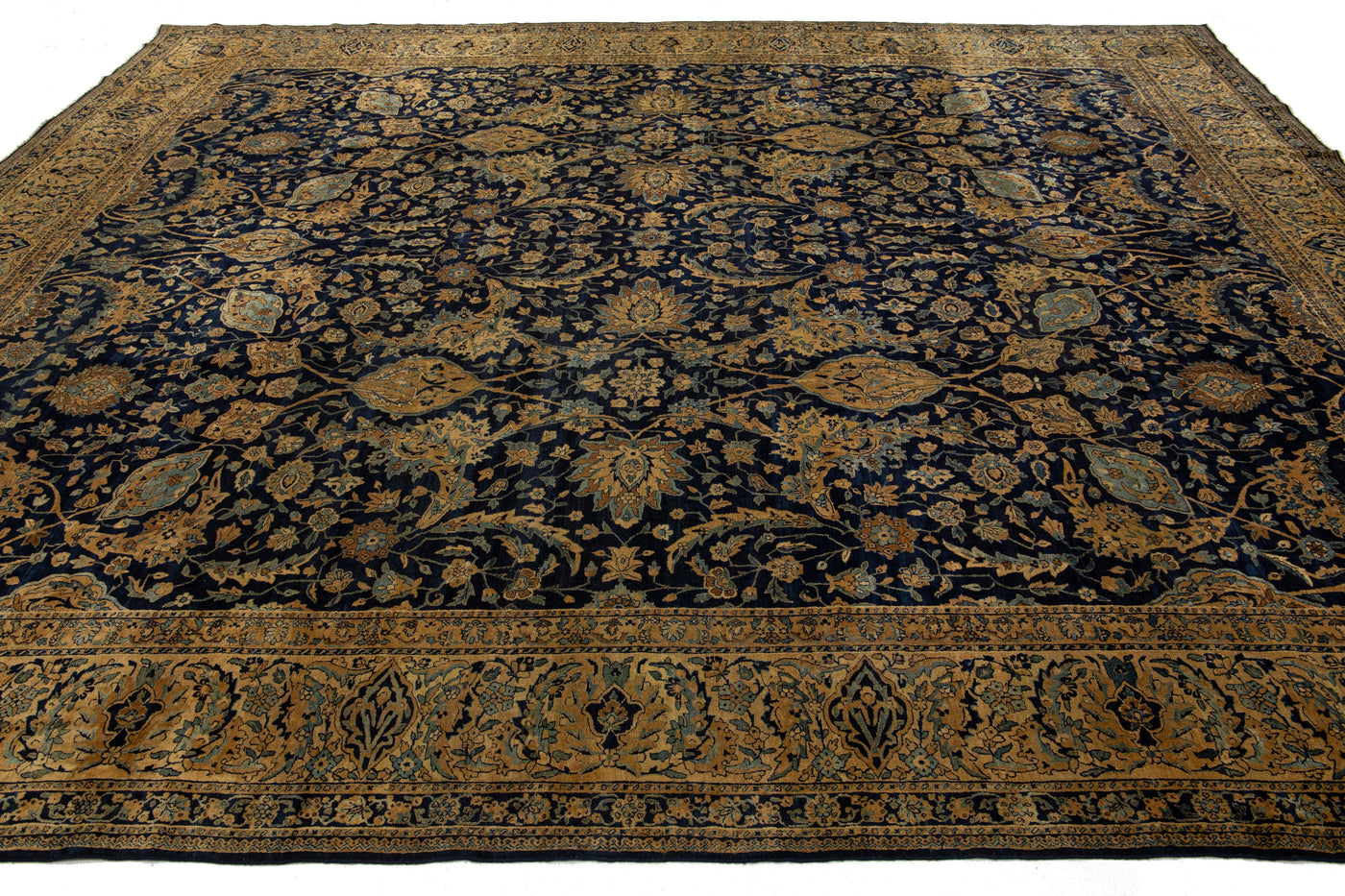 Antique Persian Kerman Wool Rug 13 X 16