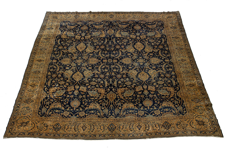 Antique Persian Kerman Wool Rug 13 X 16