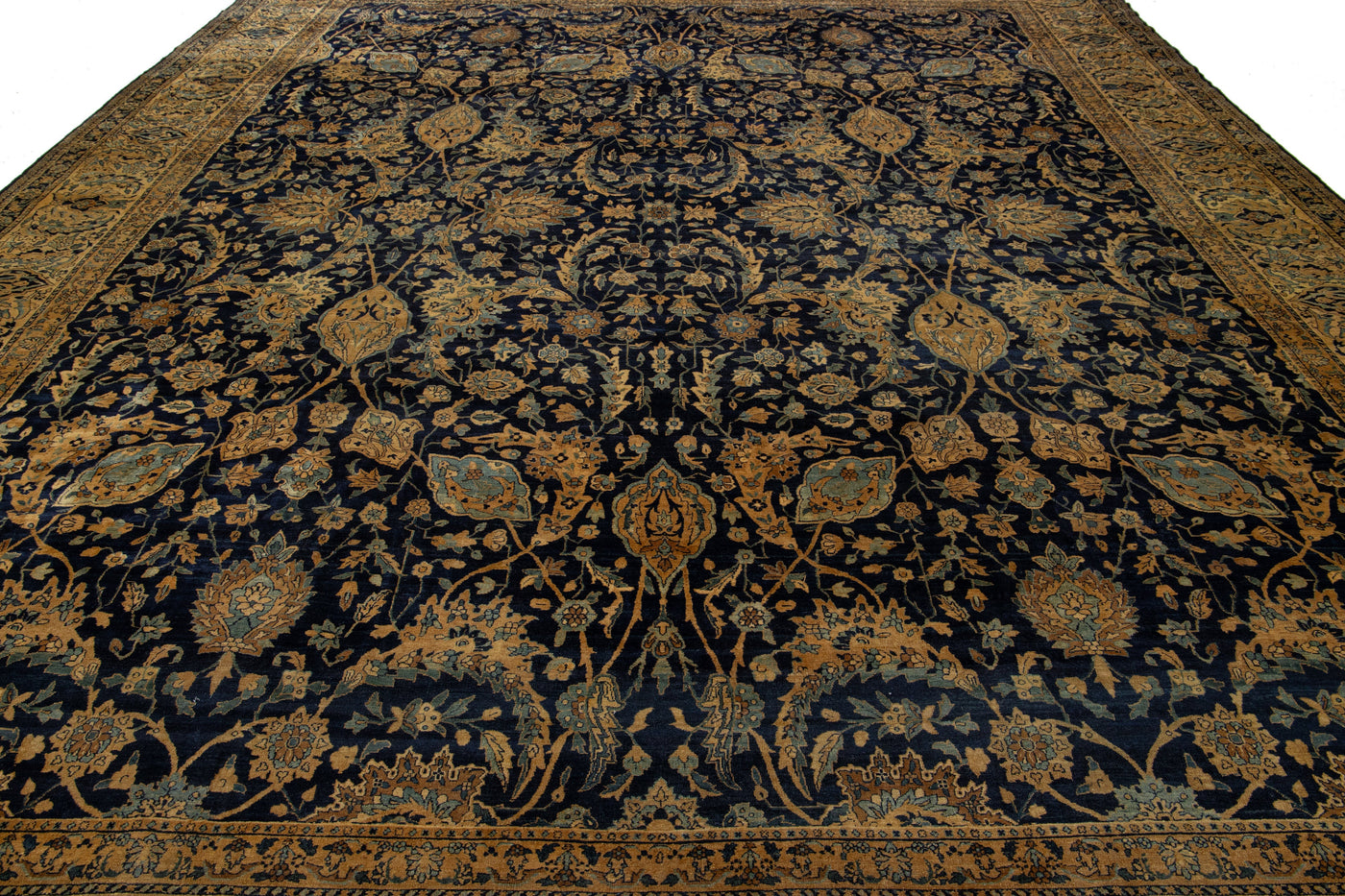 Antique Persian Kerman Wool Rug 13 X 16