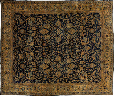 Antique Persian Kerman Wool Rug 13 X 16