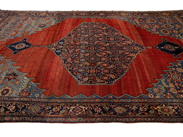 Antique Persian Bidjar Wool Rug 8 X 14
