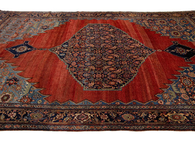 Antique Persian Bidjar Wool Rug 8 X 14