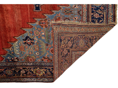 Antique Persian Bidjar Wool Rug 8 X 14