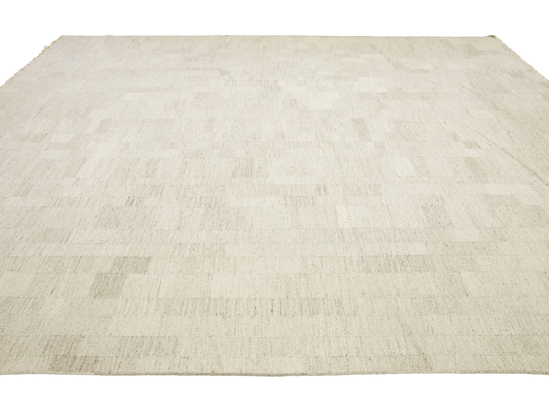Modern Kilim Flatweave Wool Rug 12 X 15