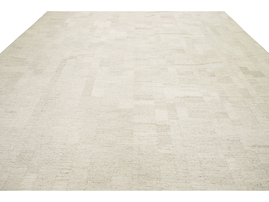 Modern Kilim Flatweave Wool Rug 12 X 15