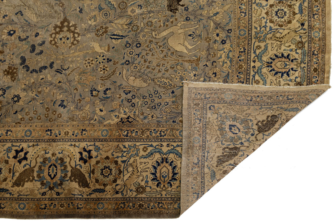 Antique Tabriz Wool Rug 13 X 20