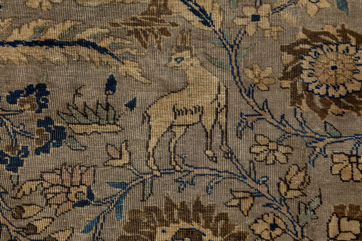 Antique Tabriz Wool Rug 13 X 20