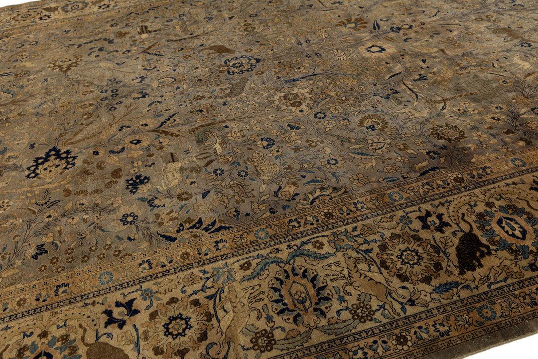 Antique Tabriz Wool Rug 13 X 20