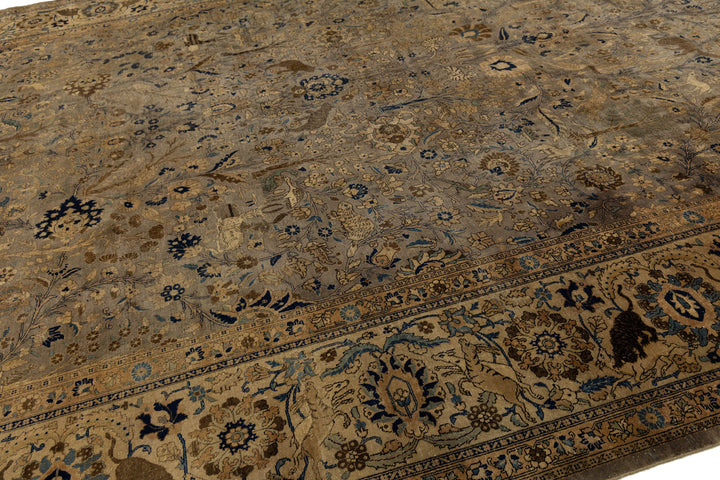 Antique Tabriz Wool Rug 13 X 20