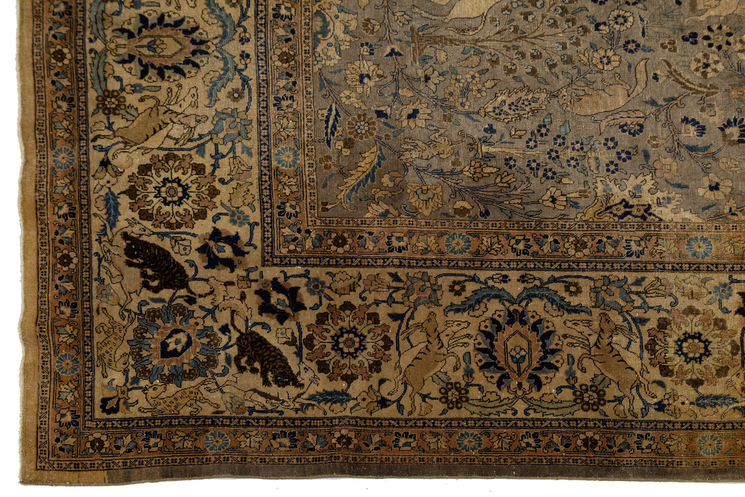 Antique Tabriz Wool Rug 13 X 20
